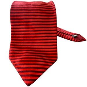Ermenegildo Zegna Silk Repp Tie Mens One Size Red Striped Woven Classic Necktie